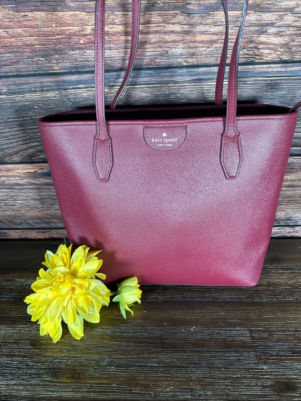kate spade Lori burgundy leather tote